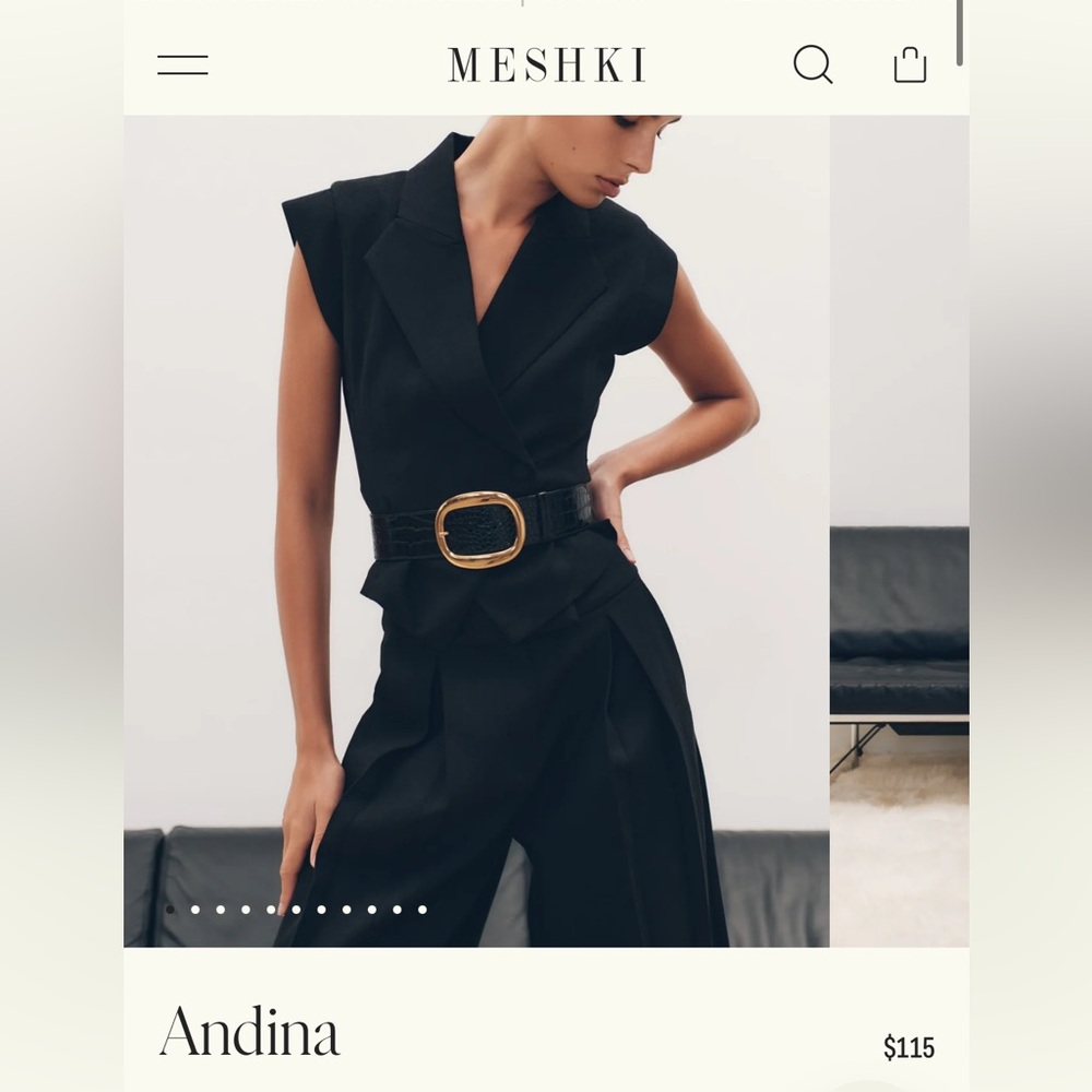 Meshki Black Sleeveless Blazer Andina Top